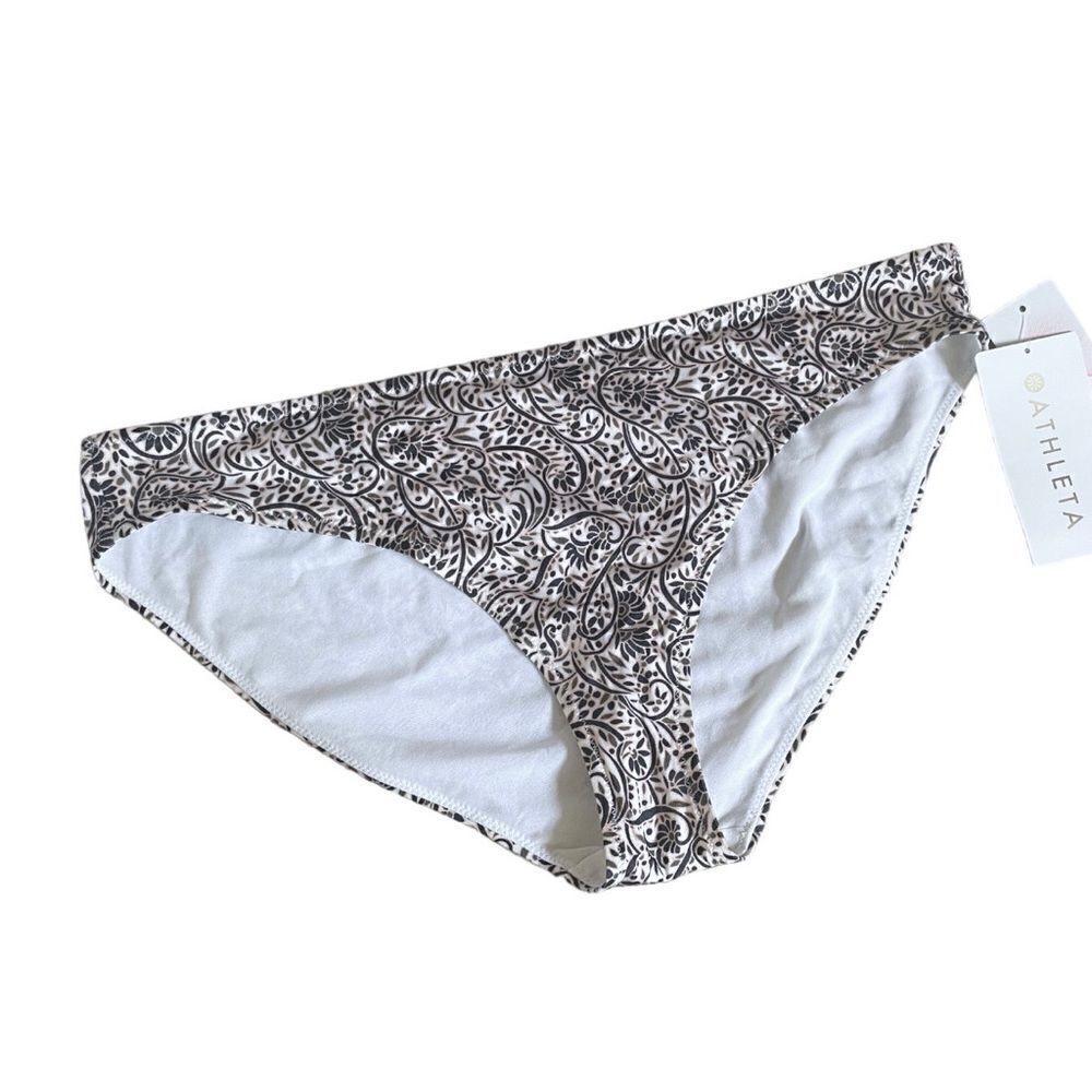 Athleta Aqualuxe Mid Rise Batik Botanical Floral Bikini Bottoms Size XL NWT